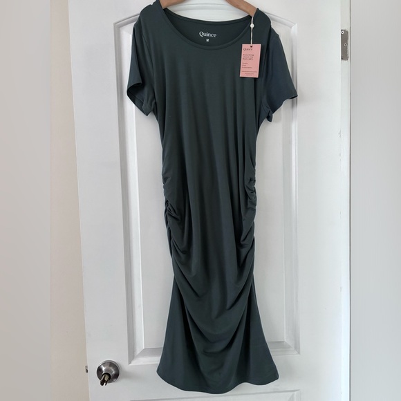 NWOT  Quince Jersey Maternity Ruched Dress - Picture 7 of 8
